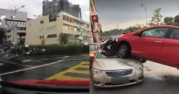 Dashcam Video Shows "Flying Myvi" Land On A Parked Car In PJ
