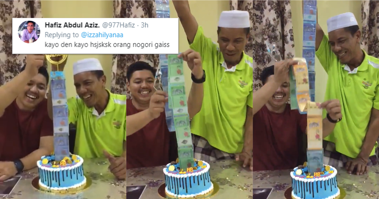 Video Den Kayo Gelagat Bapa Ini Dapat Surprise Kek Duit Buat Netizen Sama Teruja