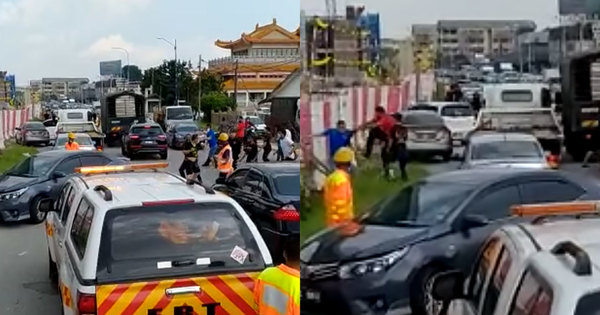 Video 20 Men Brawl In The Middle Of A Road In Serdang Over Alleged Tow Truck Confusion