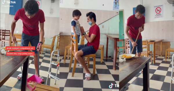 VIDEO Anak Tumpahkan Air Dekat Kedai Makan, Bapa Ini ...