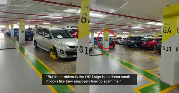 Un malaisien condamné à une amende de 100 RM par le centre commercial KL pour s’être garé dans un endroit avec un petit panneau OKU