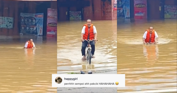 Selamba Redah Banjir, apparemment cet homme faisait du vélo dans l’eau