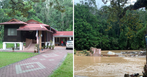 Les eaux de crue balaient une maison à Hulu Langat et ne laissent que son escalier en béton