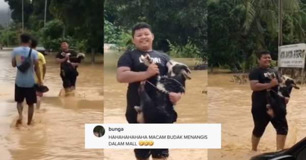 Pemuda Ini Menyelamatkan Kambing Saat Banjir Bikin Reaksi Netizen