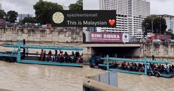 Pengemudi Trailer Pengangkut Puluhan Pengendara Motor yang Terdampar di Banjir Mendapat Pujian dari Netizen