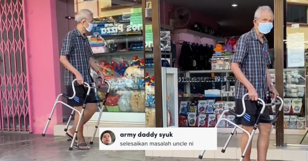 [VIDEO] Utilisez une canne parce que sa jambe lui fait mal, mais la façon dont cet oncle marche fait que beaucoup de gens se demandent