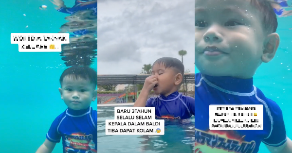 N’ayant jamais appris à nager, beaucoup sont étonnés que cet enfant de 3 ans soit capable de tenir une longue respiration dans l’eau
