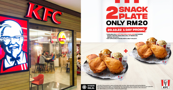 Get 2 Snack Plate Combos For Rm20 With This 1 Day Only Kfc Promo On 20 October