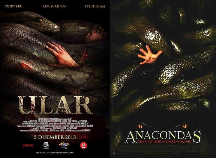 Poster Filem "Ular" VS Filem "Anacondas"