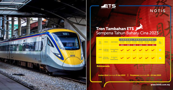 KTMB To Provide Additional ETS Rides For Chinese New Year 2023