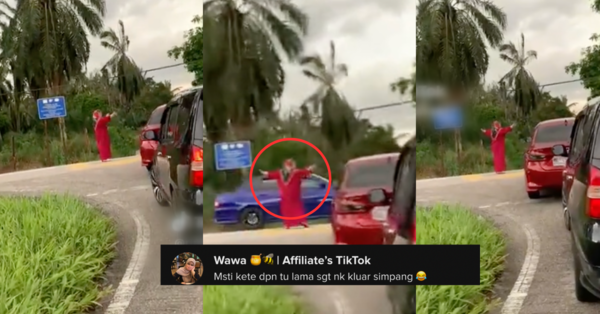 Wanita Siap Turun Kereta 'Jaga Trafik' Di Simpang Jalan