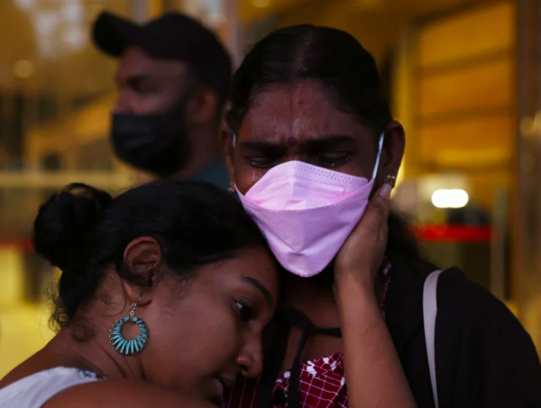 Nagaenthran's mother Panchalai Supermaniam weeps outside the Supreme Court in Singapore yesterday, 26 April.