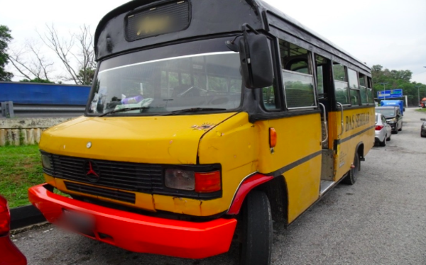 The school bus that was involved in the fatal accident.