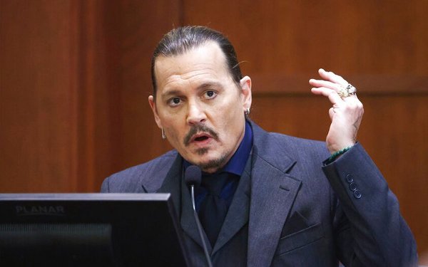 Johnny Depp in the witness stand during the trial.