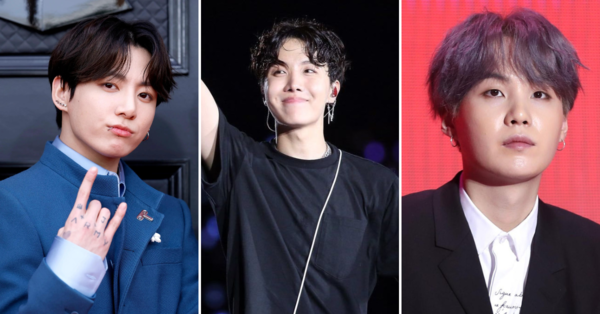 Jungkook, J-Hope, and Suga.