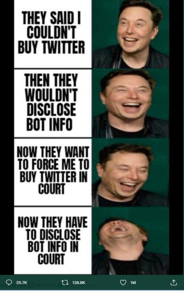 The meme in question that Elon Musk uploaded on his official Twitter page.