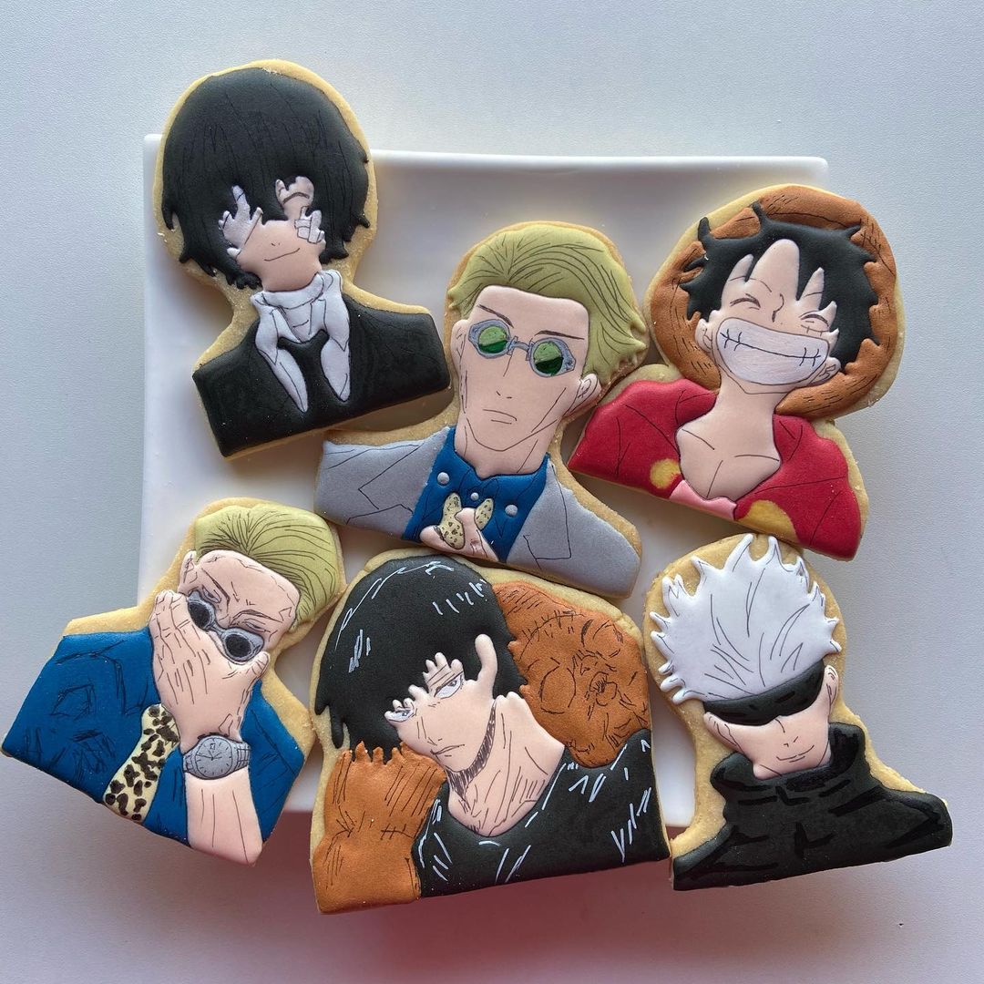 Lotsa Dough - Manga/Anime character cookies✨ Three of the cookies feature  the eponymous character from the Naruto series, while the bottom right  cookie is of Yuu and Touko from the series 