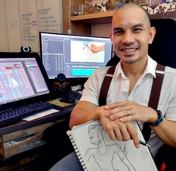 Foo with designs and outlines of the animated film.