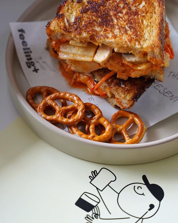 Kimchi and Mushroom Toastie (Vegetarian)