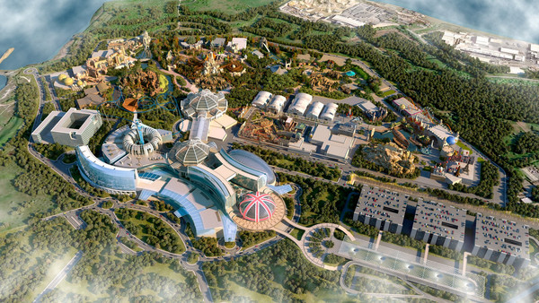 A concept image of a Paramount Pictures theme park in development in London, UK.