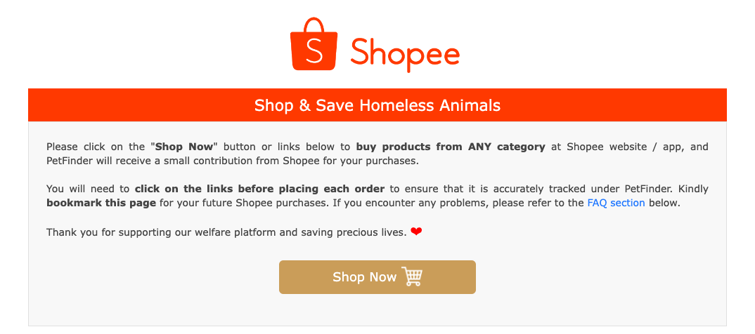 Guidelines to purchase items have donate to PetFinder.my simultaneously.
