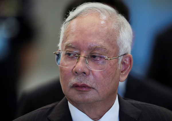 Najib speaks during a news conference at the Federal Court in Putrajaya.