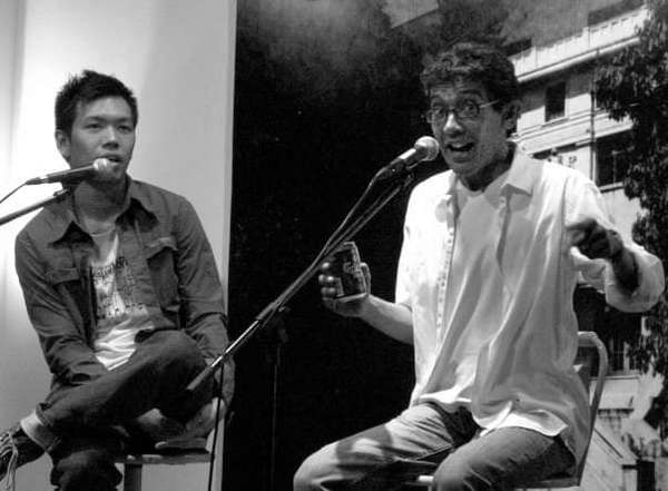 Pang with actor and playwright, Jit Murad, at the launch of Seksualiti Merdeka in 2008.