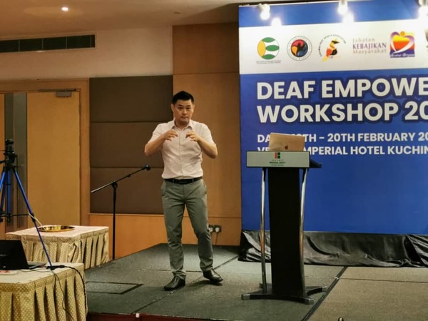 Dr Anthony at a Deaf Empowerment Workshop in Kuching, Sarawak this year.