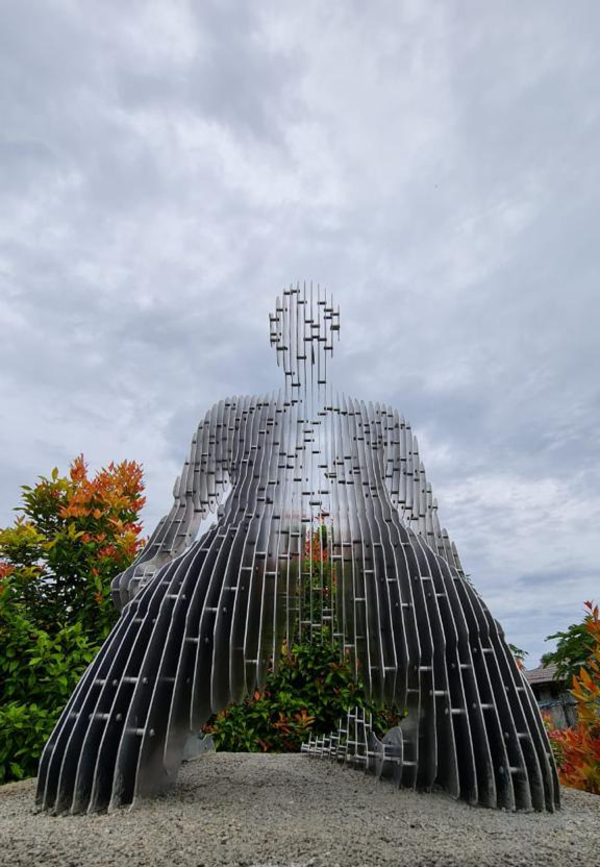 A sculpture of the iconic goal scoring pose by football legend, Thierry Henry.