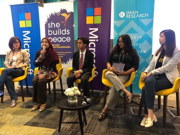 Mahi (second from right) as part of the panel during the 'She Builds Peace' campaign launch, where a dedicated group of women peace builders spoke against atrocity and hate crimes.