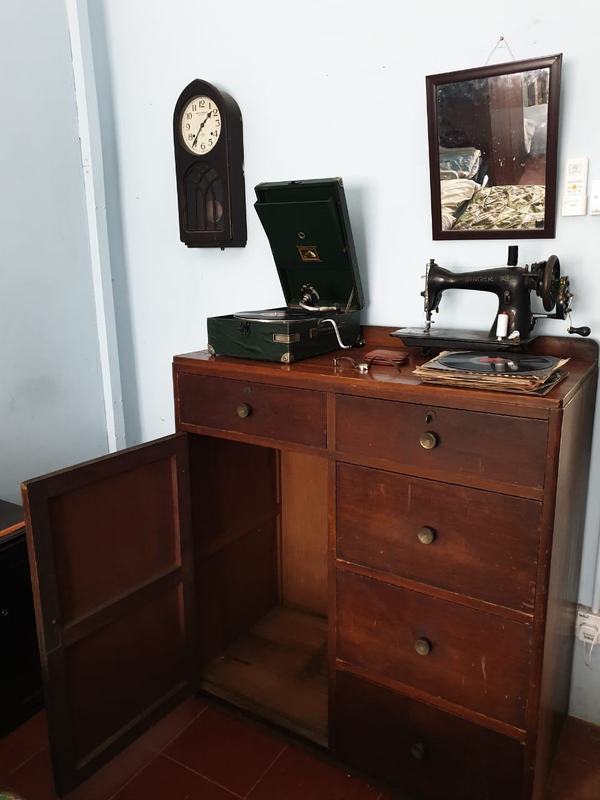 A 1950s PWD dresser that his friends found dumped outside the Sin Sze Si Ya Temple in Chinatown.