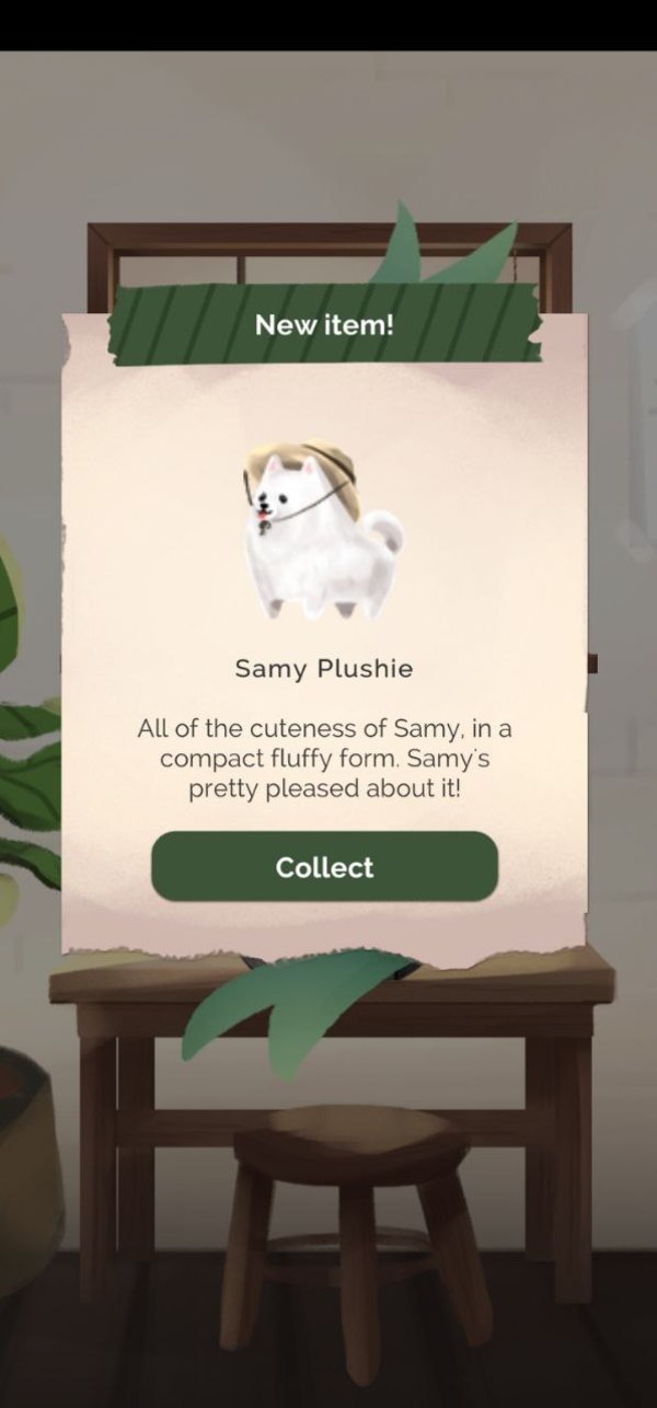 This Samy plushie is the first ever item gifted to me in the game.