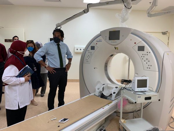 Health Minister Khairy Jamaluddin at the MRI suite in Cyberjaya Hospital during a visit to the hospital recently.