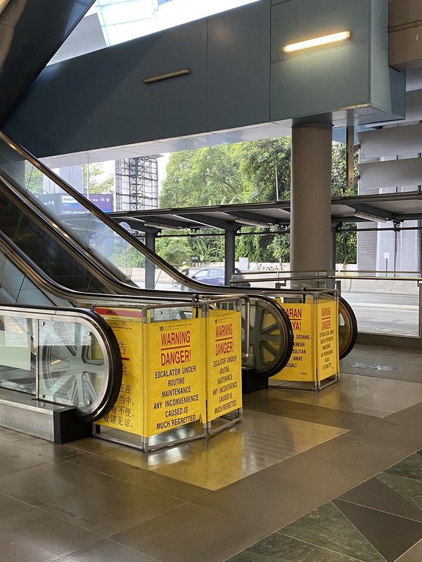 An out-of-order escalator pictured at Taman Tun Dr Ismail (TTDI) MRT station.