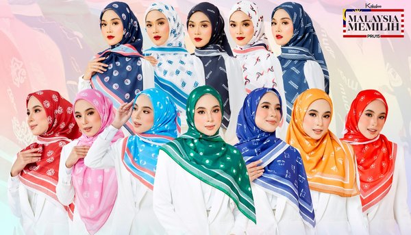 All 12 designs of the political party hijabs by Kekaboo.