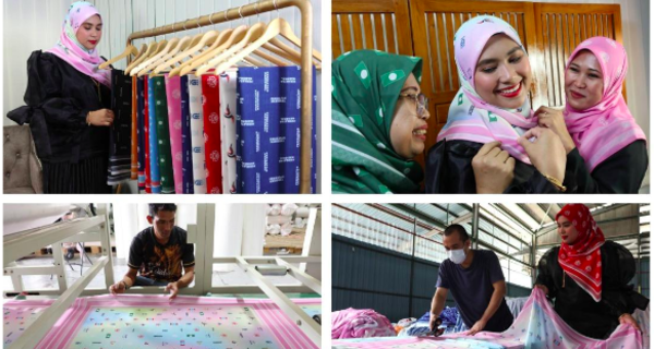 Nur Hazwani at the workshop that creates her headscarfs.