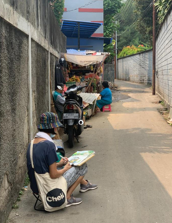 Sitting along a street in Kemang, Jakarta.