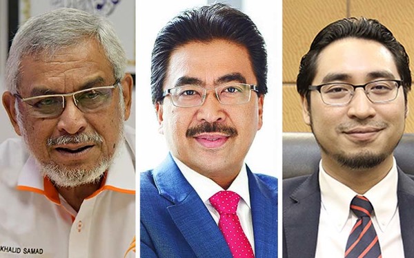 A photo collage showing Amanah’s Khalid Samad, UMNO's Johari Ghani, and Bersatu's Wan Ahmad Fayhsal Wan Ahmad Kamal. All three are expected to contest the Titiwangsa seat.