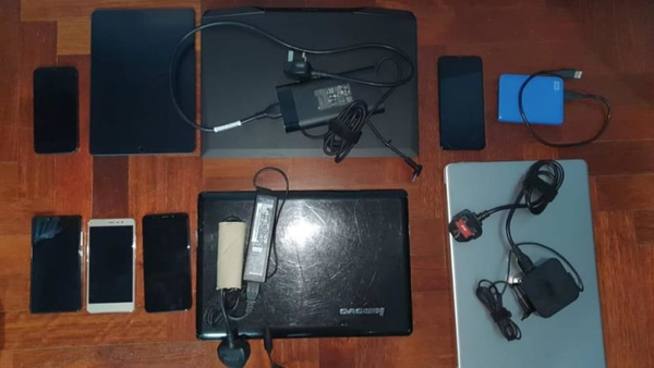 The electronic devices that were seized on 11 November 2021.