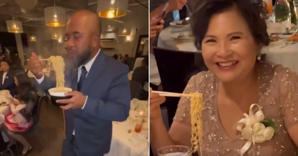 Other guests having ramen at the Cho's wedding.