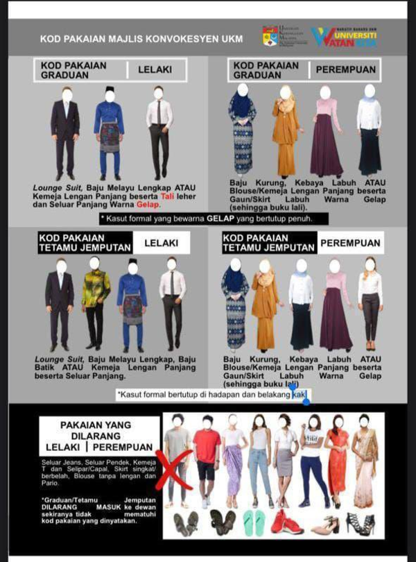 The dress code policy was released by UKM for its 50th convocation ceremony.