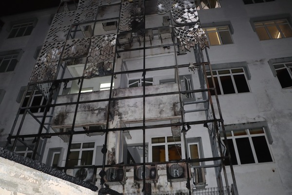 The five housing units damaged in the fire.