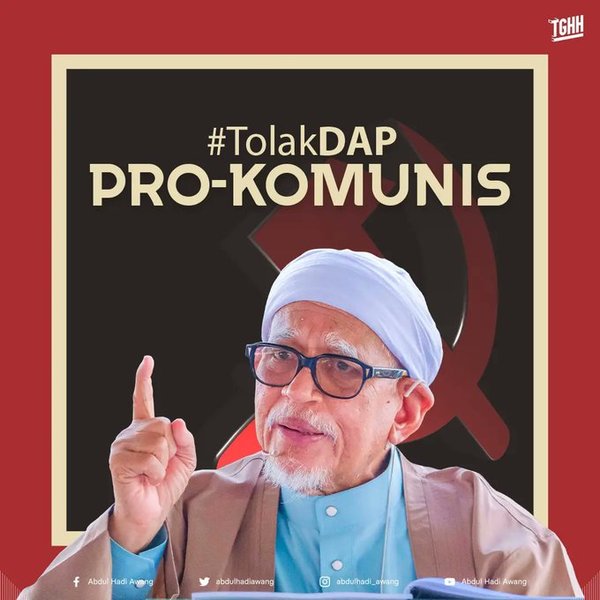 Poster attached to Hadi's tweet alleging that the DAP party is pro-communist.