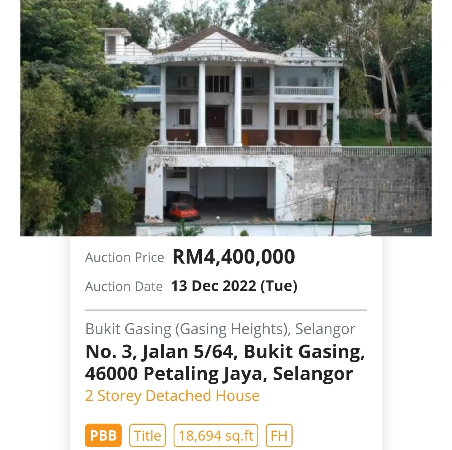 Image from Selangor Auction Property (Facebook)