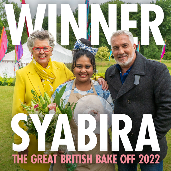 Syabira and the two co-judges of 'The Great British Bake Off', Paul Hollywood and Dame Prue Leith.