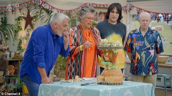 Judges for Bake Off, Hollywood and Leith, with co-hosts, Noel Fielding (second from the right) and Matt Lucas (right).