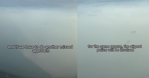 Pilot making an announcement that action would be taken if passengers did not fasten their seatbelts for landing.