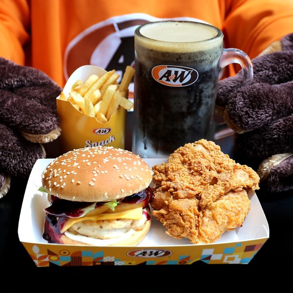 The A&W Mighty Combo with the Blue-Beary Burger.