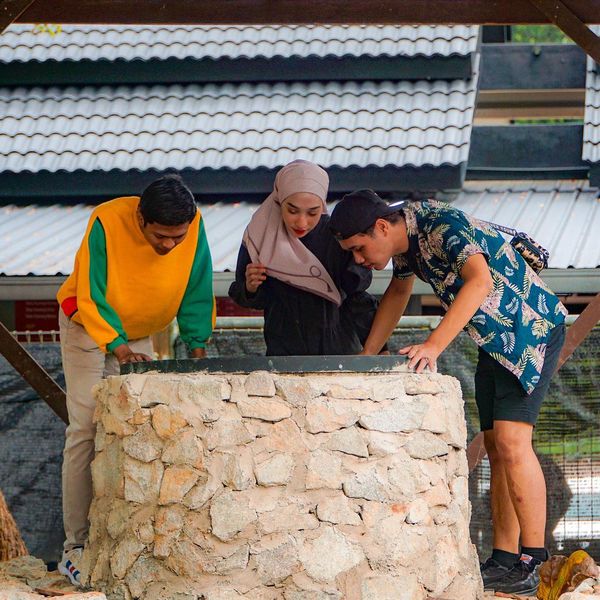 A photo of the wishing well installation.