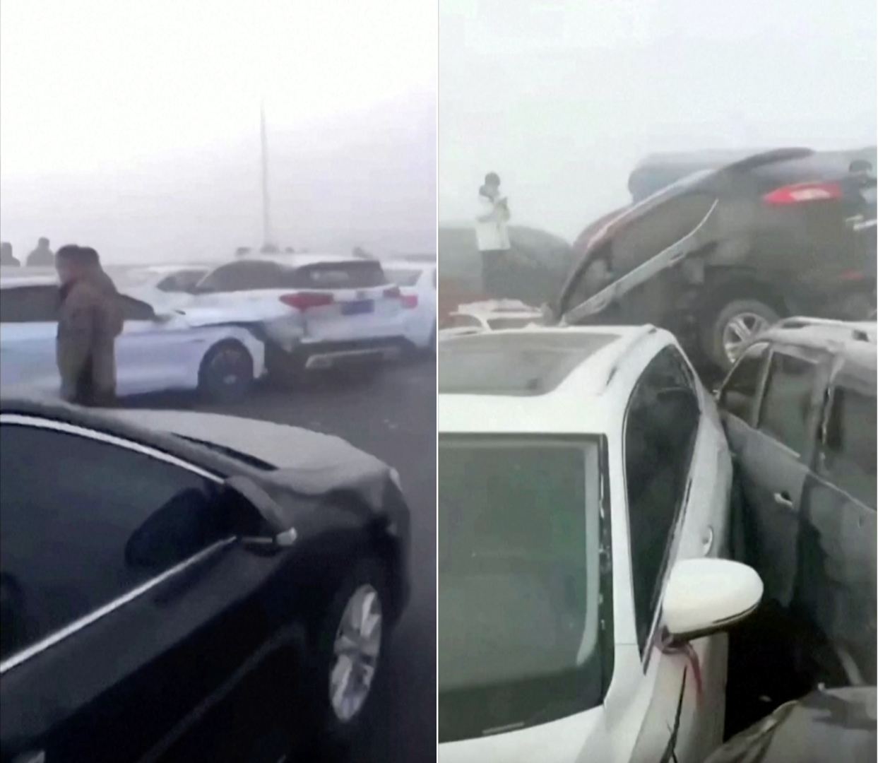 Un empilement de 200 voitures en Chine fait 1 mort après qu’un épais brouillard ait réduit la visibilité à zéro
